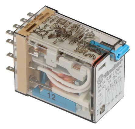 Finder Plug In Relay, 12V dc Coil, 7A Switching Current, 4PDT [553490120094]; 248-1645