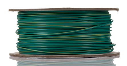 RS PRO Green/Yellow 0.5mm² Hook Up Wire, 20 AWG, 1/0.8 mm, 100m, PVC Insulation [0]; 248-3618