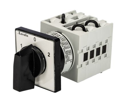 Lovato 3 Position 60° Dahlander Motor Control Cam Switch, 20A, Short Black Handle Actuator [GX2013U]; 248-5588