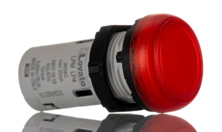 Lovato, LPML, Panel Mount Red LED Pilot Light, 22mm Cutout, IP66, IP67, IP69K, Round, 380-415V [LPMLP4]; 248-6071