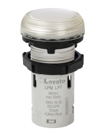 Lovato, LPML, Panel Mount Clear LED Pilot Light, 22mm Cutout, IP66, IP67, IP69K, Round, 380-415V [LPMLP7]; 248-6075