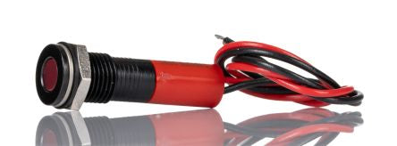 RS PRO Red Panel Mount Indicator, 2V dc, 8mm Mounting Hole Size, Lead Wires Termination, IP67 [0]; 249-4310