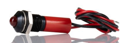 RS PRO Red Panel Mount Indicator, 2V dc, 8mm Mounting Hole Size, Lead Wires Termination, IP67 [0]; 249-4331