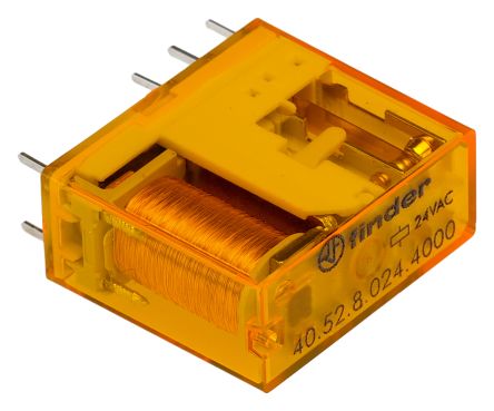 Finder PCB Mount Relay, 24V ac Coil, 8A Switching Current [40.52.8.024.4000]; 249-4433