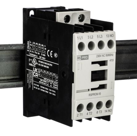 RS PRO RSPRO9-10 Contactor, 230 V ac Coil, 3-Pole, 9 A, 4 kW, 1NO, 690 V [0]; 250-8787