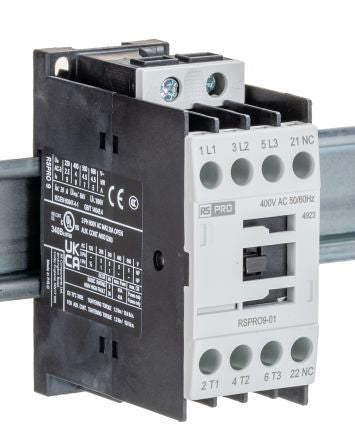 RS PRO RSPRO9-01 Contactor, 400 V ac Coil, 3-Pole, 9 A, 4 kW, 1NC, 690 V [0]; 250-8795