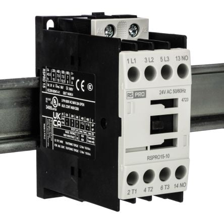 RS PRO RSPRO15-10 Contactor, 24 V ac Coil, 3-Pole, 15 A, 7.5 kW, 1NO, 690 V [0]; 250-8797