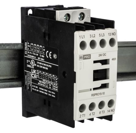 RS PRO RSPRO15-10 Contactor, 24 V dc Coil, 3-Pole, 15 A, 7.5 kW, 1NO, 690 V [0]; 250-8801