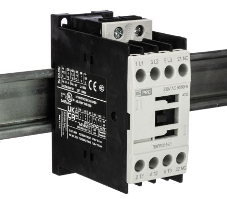 RS PRO RSPRO15-01 Contactor, 230 V ac Coil, 3-Pole, 15 A, 7.5 kW, 1NC, 690 V [0]; 250-8804