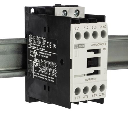 RS PRO RSPRO15-01 Contactor, 400 V ac Coil, 3-Pole, 15 A, 7.5 kW, 1NC, 690 V [0]; 250-8808