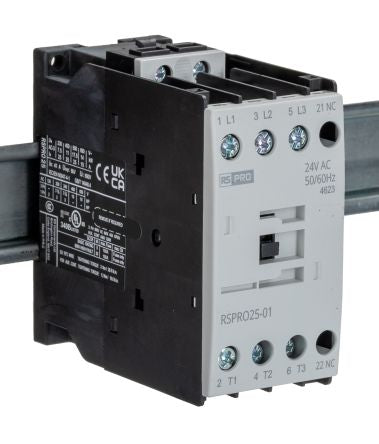 RS PRO RSPRO25-01 Contactor, 24 V ac Coil, 3-Pole, 25 A, 11 kW, 1NC, 690 V [0]; 250-8817