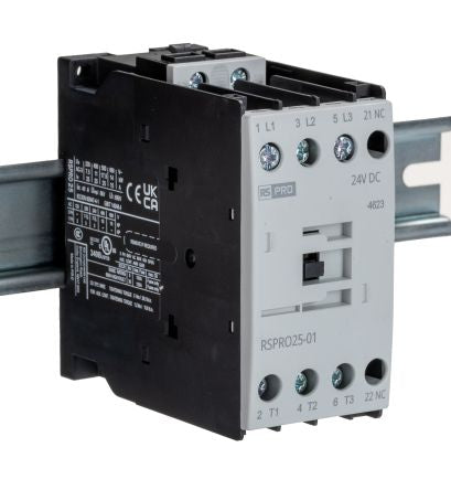 RS PRO RSPRO25-01 Contactor, 24 V dc Coil, 3-Pole, 25 A, 11 kW, 1NC, 690 V [0]; 250-8822