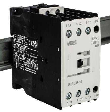 RS PRO RSPRO38-10 Contactor, 110 V ac Coil, 3-Pole, 38 A, 18.5 kW, 1NO, 690 V [0]; 250-8824