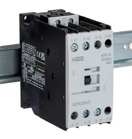 RS PRO RSPRO38-01 Contactor, 400 V ac Coil, 3-Pole, 38 A, 18.5 kW, 1NC, 690 V [0]; 250-8831
