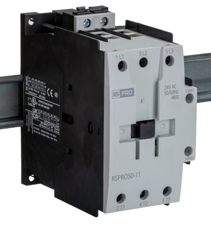 RS PRO RSPRO50-11 Contactor, 24 V ac Coil, 3-Pole, 50 A, 22 kW, 1NO/1NC, 690 V [0]; 250-8834