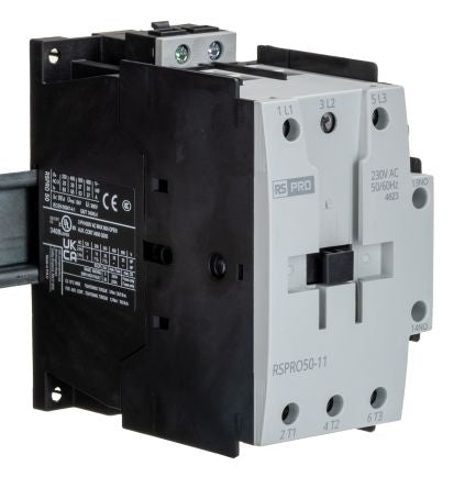 RS PRO RSPRO50-11 Contactor, 230 V ac Coil, 3-Pole, 50 A, 22 kW, 1NO/1NC, 690 V [0]; 250-8836