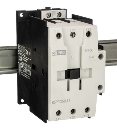 RS PRO RSPRO50-11 Contactor, 24 V dc Coil, 3-Pole, 50 A, 22 kW, 1NO/1NC, 690 V [0]; 250-8839