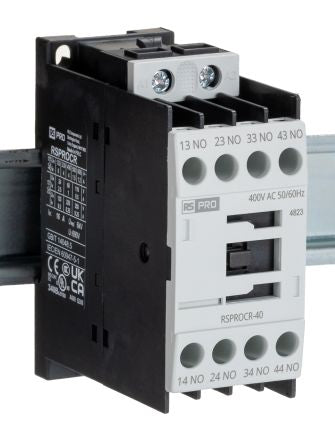 RS PRO RSPROCR-40 Contactor, 400 V ac Coil, 1-Pole, 4 A, -, 4NO, 500 V [0]; 250-8849