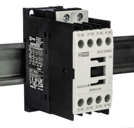 RS PRO RSPROCR-04 Contactor, 24 V ac Coil, 1-Pole, 4 A, -, 4NO, 500 V [0]; 250-8869