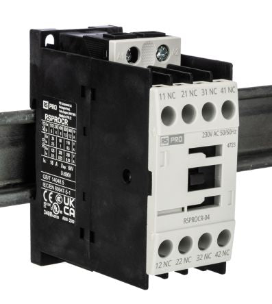 RS PRO RSPROCR-04 Contactor, 230 V ac Coil, 1-Pole, 4 A, -, 4NO, 500 V [0]; 250-8872
