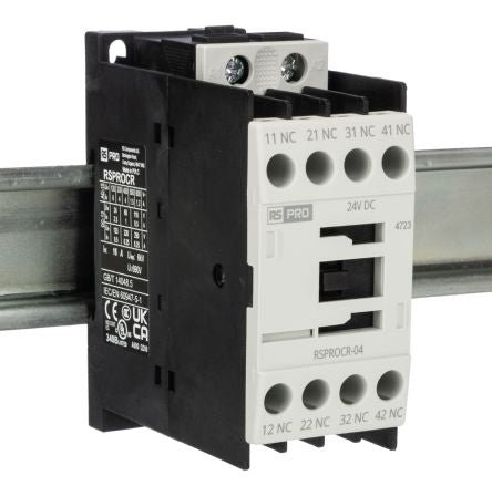 RS PRO RSPROCR-04 Contactor, 24 V dc Coil, 1-Pole, 4 A, -, 4NO, 500 V [0]; 250-8875