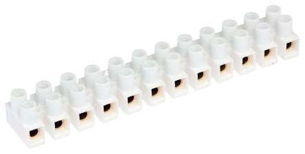 HellermannTyton Terminal Block, 12-Way, 15A, 12 mm Wire, Screw Termination [CS15WTPP]; 251-7657