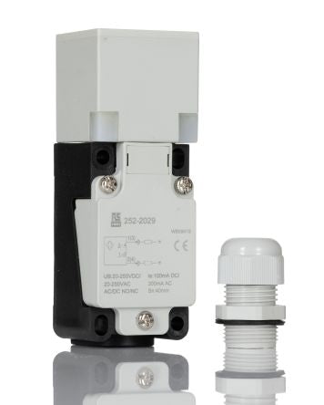 RS PRO Inductive Block Proximity Sensor, 40 mm Detection, 2-Wire NO/NC, 20 → 250 V ac/dc, 20 → 250 V ac/dc [0]; 252-2029