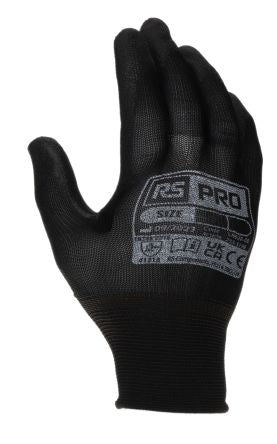RS PRO Black Nylon General Purpose Work Gloves, Size 10, XL, Polyurethane Coating [LN620-10]; 253-5199