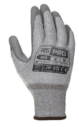 RS PRO Grey Nylon, Polyurethane Cut Resistant Work Gloves, Size 8, Medium, Polyurethane Coating [LN659-08]; 253-5228
