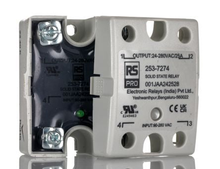 RS PRO Solid State Relay, 25 Amps Load, Panel Mount, Surface Mount, 280 Vrms Load [0]; 253-7274