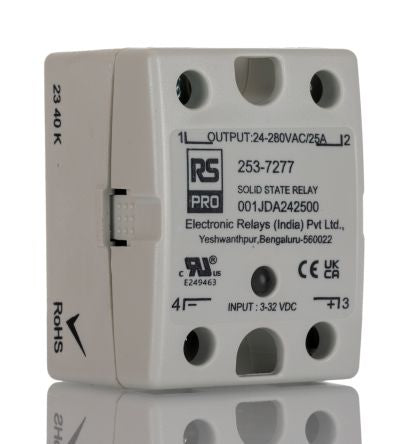 RS PRO Solid State Relay, 25 Amps Load, Panel Mount, Surface Mount, 280 Vrms Load, 32 V dc Control [0]; 253-7277