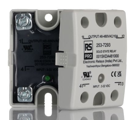 RS PRO Solid State Relay, 10 Amps Load, Panel Mount, Surface Mount, 480 V rms Load, 32 V dc Control [0]; 253-7293