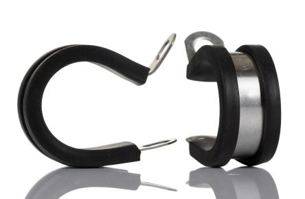 RS PRO 25mm Black, Stainless Steel 304 P Clip [0]; 253-8558