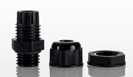 Hammond 1427NCG Series Black Nylon Cable Gland, M12 Thread, 3mm min., 7mm max., IP68 [1427NCGM12B]; 256-5606