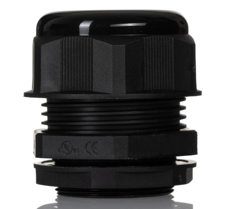 Hammond 1427NCG Series Black Nylon Cable Gland, M40 Thread, 22mm min., 32mm max., IP68 [1427NCGM40B]; 256-5620