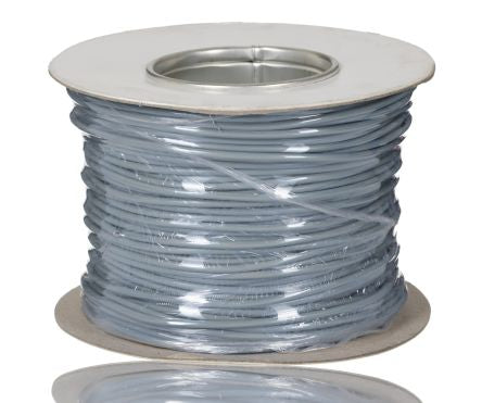 RS PRO Grey 2.5mm² Hook Up Wire, 14 AWG, 45/0.25mm, 100m, PVC Insulation [0]; 256-7037