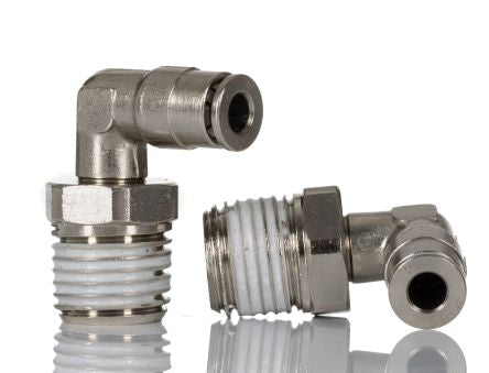 Norgren PNEUFIT 10 Series Elbow Fitting, R 1/4 Male to Push In 4 mm, Threaded-to-Tube Connection Style, 10147 [101470428]; 259-5217