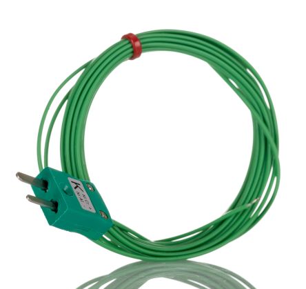 RS PRO Type K Exposed Junction Thermocouple 5m Length, 1/0.3mm Diameter, -75°C → +260°C [0]; 262-3204