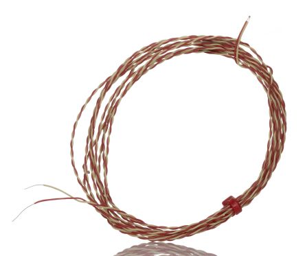 RS PRO Type K Thermocouple 2m Length, 1/0.2mm Diameter, -75°C → +250°C [0]; 262-3221