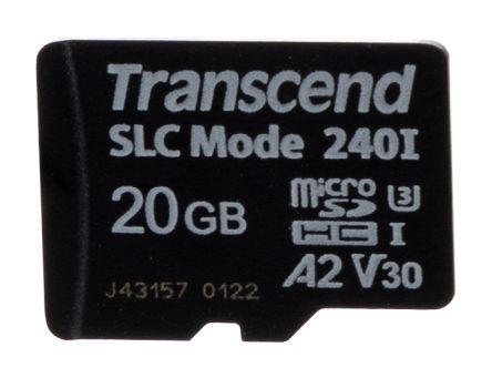 Transcend 20 GB Industrial MicroSDXC Micro SD Card [TS20GUSD240I]; 262-9709