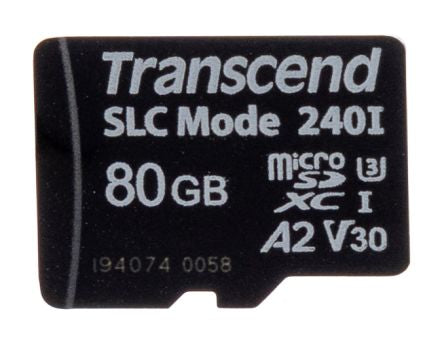 Transcend 80 GB Industrial MicroSDXC Micro SD Card, V30 [TS80GUSD240I]; 262-9775