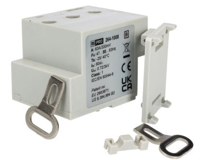 RS PRO Current Transformer Current Transformer, 63A Input, 3 x 63A, 330 mV Output, 8mm Bore, 330 MV [0]; 264-1008