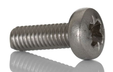 RS PRO Pozi M4 Pan A4 316 Stainless Steel Machine Screw DIN 7985 x 12.0mm [0]; 264-6459
