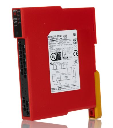 Omron G9SE 1 Auxiliary Contacts Safety Relay 24V dc, Dual-Channel 2 Safety Contacts [G9SE-201 DC24]; 265-5203