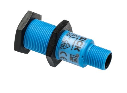 SICK Ultrasonic Threaded Barrel Proximity Sensor, M18, 150 mm Detection 0-10 V, 15 → 30 V dc [UM18-217167101]; 267-2117
