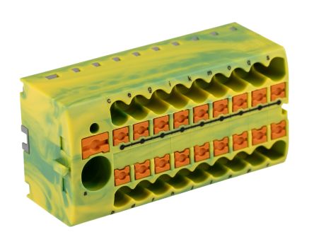 Phoenix Contact Distribution Block, 19 Way, 2.5mm², 57A, 450 V, Green/Yellow [1091670]; 269-7904