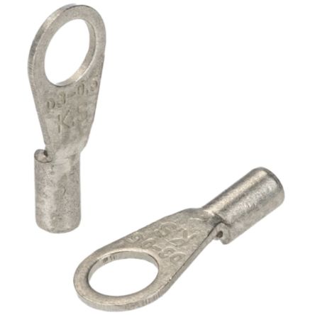 RS PRO Uninsulated Crimp Ring Terminal, 3.2mm Stud Size, 0.2mm² to 0.5mm² Wire Size, Silver [0]; 270-7474