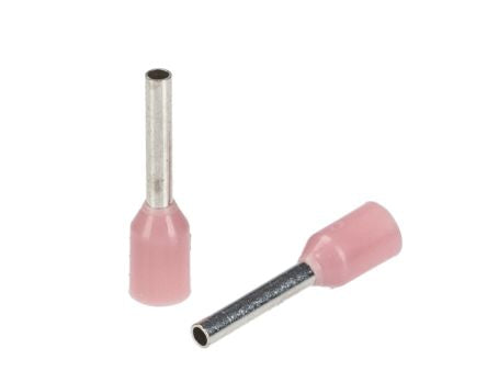 RS PRO Insulated Bootlace Ferrule, 6mm Pin Length, 0.8mm Pin Diameter, 0.34mm² Wire Size, Pink [0]; 270-7489