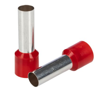 RS PRO Insulated Bootlace Ferrule, 25mm Pin Length, 8.3mm Pin Diameter, 35mm² Wire Size, Red [0]; 270-7524