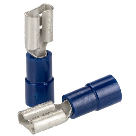 RS PRO Blue Insulated Female Spade Connector, Receptacle, 6.35 x 0.8mm Tab Size, 1.5mm² to 2.5mm² [0]; 270-7584